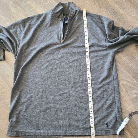 Polo Ralph Lauren US Men's Size L Gray Quarter Zip Stretch Long Sleeve Pullover - Picture 8 of 9